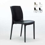 Chaise de jardin poly - rotin caf bar glaciers empilable boheme grand soleil - noir