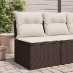 Chaise de jardin sans accoudoirs avec coussins marron rotin vidaxl