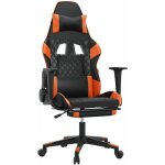 Chaise gamer avec repose - pied, chaise fauteuil de bureau style moderne - noir et orange similicuir ...
