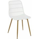 Chaise klaus en plastique blanc avec pieds en métal plaqué Chaise klaus en plastique blanc avec pieds en métal plaqué