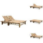 Chaise longue pour 2 personnes bambou - chaise longue - transat - mobilier de jardin - bambou - relax ...