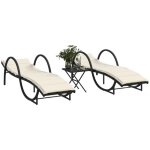 Chaises longues lot de 2 avec table noir r�sine tress�e - vidaxl