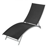 Transat de jardin bain de soleil chaise longue acier et textil�ne noir vidaxl