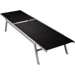 Maison chic - chaise longue bain de soleil transat acier et textilne noir 52783