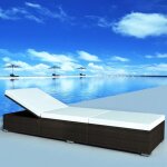 Maison chic - chaise longue bain de soleil transat avec coussin r�sine tress�e marron 90655