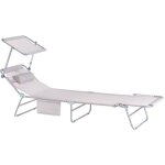 Chaise longue bain de soleil transat de relaxation pliant chaise de camping inclinable, pliable et r�glable ...