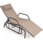 Goplus - chaise longue bascule de jardin avec accoudoir et oreiller amovible charge 160 kg - fauteuil ...