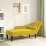 Chaise longue avec coussins jaune velours - vidaxl