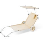 Casaria - chaise longue cr�te de plage transat pliable chariot de transport avec pare soleil r�glable ...