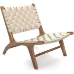 Privatefloor - fauteuil de salon - fauteuil de design artisanal boho bali - bois et corde - recia beige ...