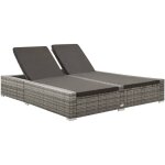Chaise longue double bain de soleil transat rsine tresse gris 45229