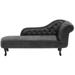 Beliani - chaise longue ct droit mridienne en cuir pu imitation daim gris fonc nimes