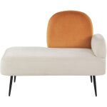 Chaise longue ct droit minimaliste en velours blanc et orange arcey