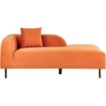 Chaise longue gauche en velours avec coussins rtro minimaliste orange le crau