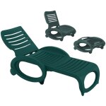 Grand soleil - chaise longue grandsoleil verte : jardin, ext�rieur, pliable, 2 roues.
