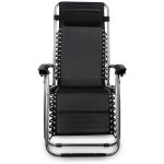 Chaise longue inclinable, transat en textil�ne de jardin, 165 x 112 x 65 cm, noir, textil�ne, avec coussin, ...