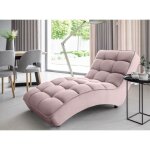 Chaise longue d'intrieur velours capitonn rikal ? confort et raffinement - rose balais