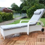 Chaise longue de jardin avec accoudoir et fonction d'inclinaison r�glable en poly rotin, absolument r�sistante ...