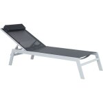 Beliani - chaise longue de jardin en aluminium et textile argent et noir industriel catania