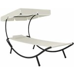 Vidaxl - chaise longue de jardin avec auvent et oreiller blanc crème Vidaxl - chaise longue de jardin avec auvent et oreiller blanc crème
