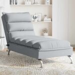 Chaise longue de massage avec coussins gris clair tissu vidaxl