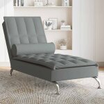 Chaise longue de massage avec traversin gris fonc tissu - vidaxl