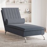 Vidaxl - chaise longue de massage avec traversin gris fonc� velours
