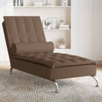 Chaise longue de massage avec traversin marron tissu vidaxl