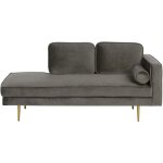 Beliani - chaise longue mridienne ct droit en velours beige pour salon glamour