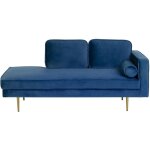 Beliani - chaise longue méridienne côté droit en velours bleu foncé pour salon glamour Beliani - chaise longue méridienne côté droit en velours bleu foncé pour salon glamour