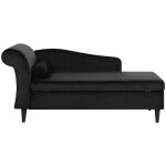 Beliani - chaise longue méridienne côté gauche en velours noir avec rangement pour salon au style glamour ... Beliani - chaise longue méridienne côté gauche en velours noir avec rangement pour salon au style glamour ...