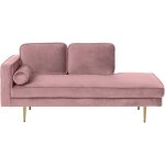 Beliani - chaise longue mridienne ct gauche en velours rose clair pour salon glamour