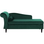 Beliani - chaise longue méridienne côté gauche en velours vert avec rangement pour salon au style glamour ... Beliani - chaise longue méridienne côté gauche en velours vert avec rangement pour salon au style glamour ...