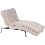 Chaise longue mridienne en velours beige avec dossier 5 positions de rglage et option couchage pour ...
