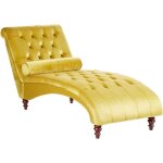 Beliani - chaise longue mridienne en velours beige fonc capitonne pour salon au glamour rtro