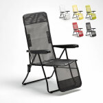Chaise longue de plage et de jardin avec accoudoirs en acier relax - noir