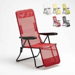 Chaise longue de plage et de jardin avec accoudoirs en acier relax - rouge