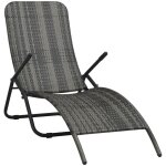 Vidaxl - transat de jardin pliable bain de soleil chaise longue rsine tresse gris