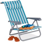 Relaxdays - chaise longue pliante, 8 niveaux rglables, transat de plage avec repose - tte, accoudoirs, ...