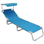 Defibrico - chaise longue pliante bleu clair en aluminium avec pare - soleil mod. alessia