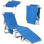Costway - chaise longue pliante inclinable  5 positions avec auvent rotatif  360, pour camping terrasse, ...