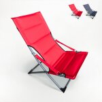 Chaise longue pliante de plage jardin et camping canapone - rouge