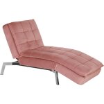 Chaise longue méridienne en velours rose avec dossier 5 positions de réglage et option couchage pour ... Chaise longue méridienne en velours rose avec dossier 5 positions de réglage et option couchage pour ...