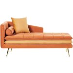 Beliani - chaise longue de salon côté gauche avec rembourrage en velours orange gonesse Beliani - chaise longue de salon côté gauche avec rembourrage en velours orange gonesse