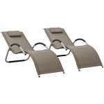 Chaises longues textil�ne lot de 2 taupe et gris vidaxl