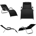 Vidaxl - chaise longue textilne noir et gris - chaise longue - mobilier de jardin - transat - bain de ...
