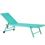 Chaise longue transat de jardin inclinable en aluminium avec assise en textile turquoise design solide ...