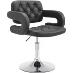 Chaise lounge fauteuil de bureau avec accoudoir capitonn� hauteur r�glable en pvc noir 100002798