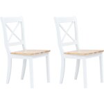 Vidaxl - chaises � manger lot de 2 blanc et bois clair bois h�v�a massif