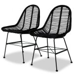 Vidaxl - chaises  manger lot de 2 noir rotin naturel